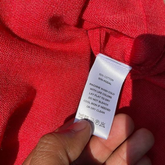Lilla P 🐾 Red / Orange Knit V Neck Sweater Size Large, MSRP $158 - Picture 5 of 8